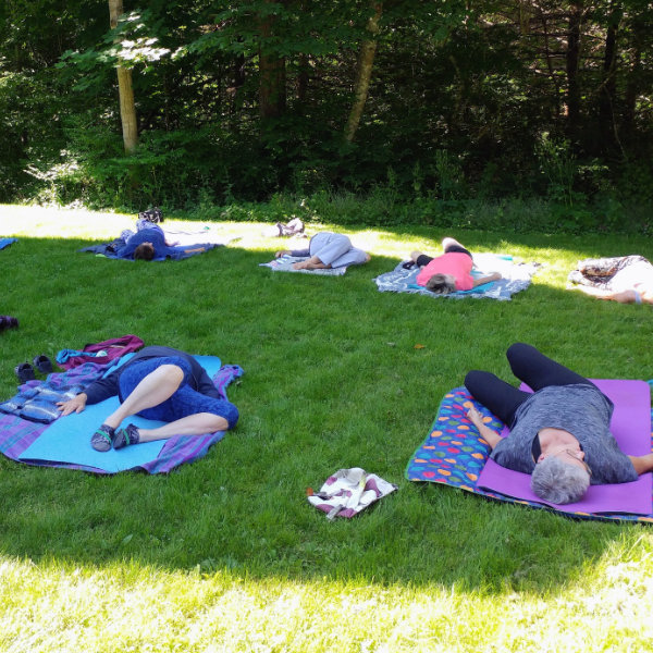 Yoga outside in the park